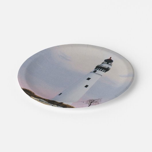 Der Leuchtturm des Abends Pappteller (Schrägansicht)