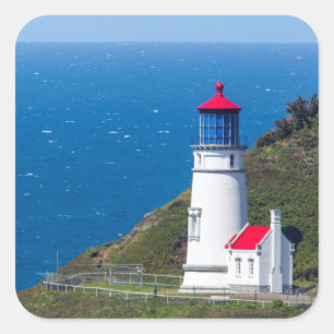 Der Leuchtturm Heceta Head bei Florence Quadratischer Aufkleber