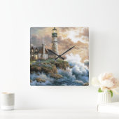 Der Leuchtturm Quadratische Wanduhr (Zuhause)