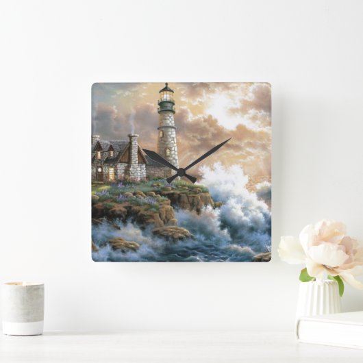 Der Leuchtturm Quadratische Wanduhr (Zuhause)