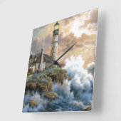 Der Leuchtturm Quadratische Wanduhr (Winkel)