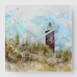 Der Leuchtturm Quadratische Wanduhr