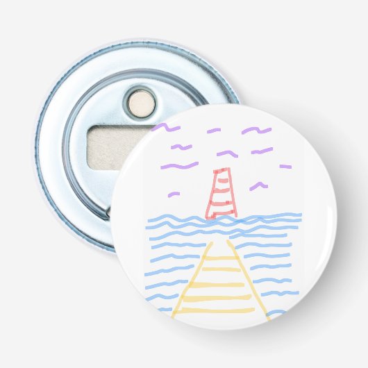 Der Leuchtturm und der Pier Button Flaschenöffner (Vorderseite)