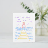 Der Leuchtturm und die Pier Postkarte (Stehend Vorderseite)