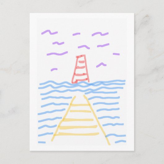Der Leuchtturm und die Pier Postkarte (Vorderseite)