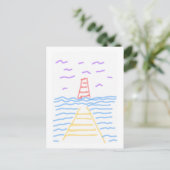 Der Leuchtturm und die Pier Postkarte (Stehend Vorderseite)