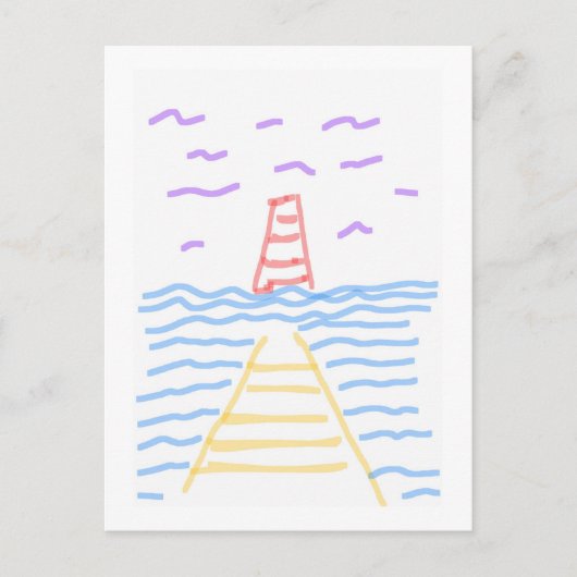 Der Leuchtturm und die Pier Postkarte (Vorderseite)