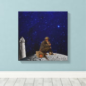 Der Leuchtturmhalter gab Zuhause zurück Leinwanddruck (Insitu (Holzboden))