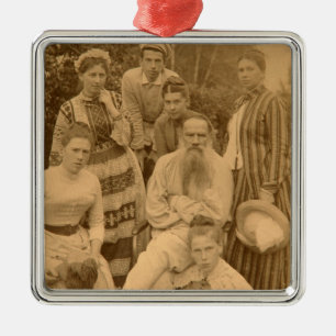 Der Lew Tolstoi Autor mit seiner Familie Silbernes Ornament