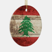 Der Libanon-Flagge auf altem hölzernem Korn Keramik Ornament (Rechts)