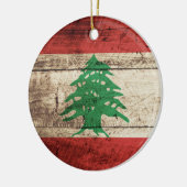 Der Libanon-Flagge auf altem hölzernem Korn Keramik Ornament (Links)
