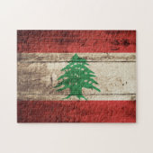 Der Libanon-Flagge auf altem hölzernem Korn Puzzle (Horizontal)
