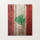 Der Libanon-Flagge auf altem hölzernem Korn Puzzle (Vertikal)