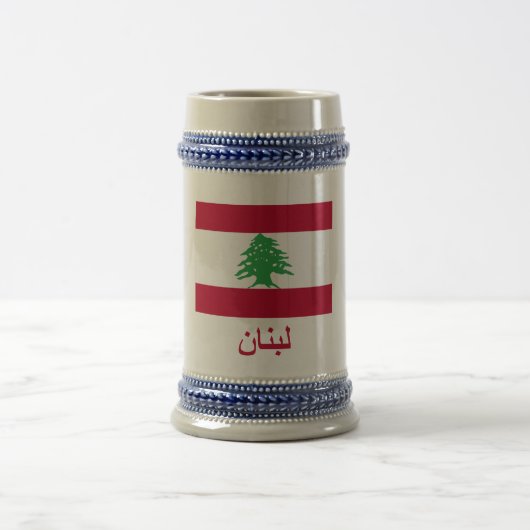 Der Libanon-Flagge mit Namen auf Arabisch Bierglas (Mittel)