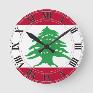 Der Libanon-Flagge Runde Wanduhr