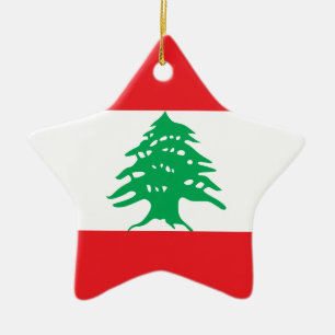 Der Libanon - libanesische Flagge Keramik Ornament