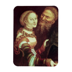 Der liebeskranke alte Mann, 1553 (Öl auf Platte) Magnet