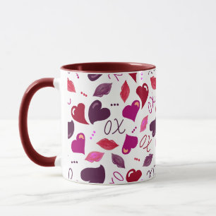 Der Liebestasse! Valentinstag Herzen, Lippen, XOs Tasse