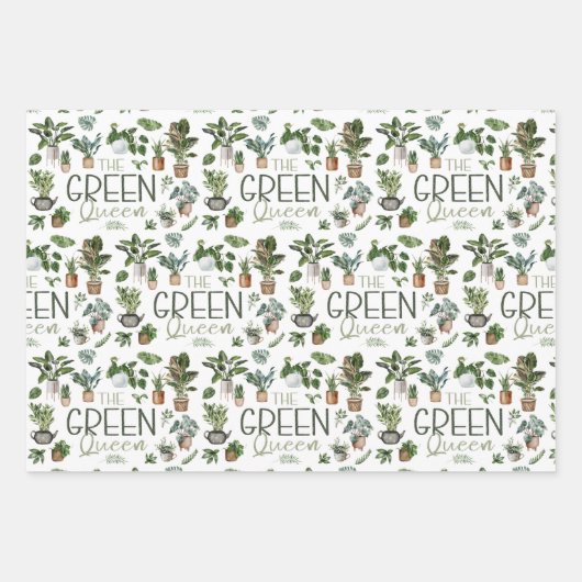 Der Liebhaber der tropischen Hauspflanze der grüne Geschenkpapier Set (Vorderseite 3)