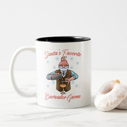 Der Lieblingsgerüst des Weihnachtsmanns im Barkeep Zweifarbige Tasse (Mit Donut)