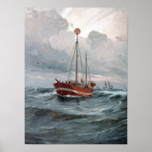 Der Lightship an der Skagen Riff-Malerei Poster