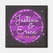 Der lila Planetenraum Rettete unser Datum Magnet (Vorne)