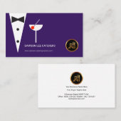Der lila Tuxedo-kreatives Martini-Glas des Visitenkarte (Vorne/Hinten)