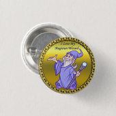 Der lila Zauberer des Goldenen Magischen Zauberers Button (Vorne & Hinten)