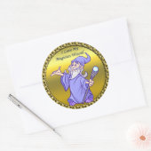 Der lila Zauberer des Goldenen Magischen Zauberers Runder Aufkleber (Umschlag)