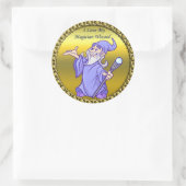 Der lila Zauberer des Goldenen Magischen Zauberers Runder Aufkleber (Tasche)