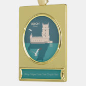 Der Lissaboner Turm von Belem im Stil eines alten  Banner-Ornament Gold (Links)