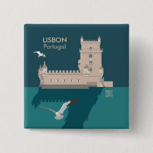 Der Lissaboner Turm von Belem im Stil eines alten Button