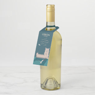 Der Lissaboner Turm von Belem im Stil eines alten Flaschenanhänger