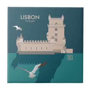 Der Lissaboner Turm von Belem im Stil eines alten Fliese