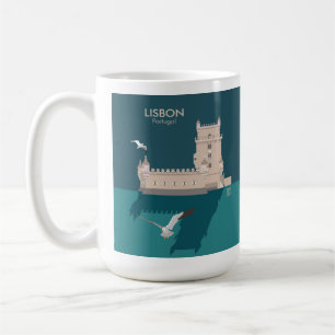 Der Lissaboner Turm von Belem im Stil eines alten  Kaffeetasse