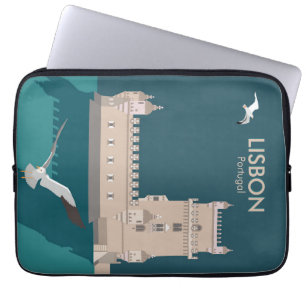 Der Lissaboner Turm von Belem im Stil eines alten Laptopschutzhülle