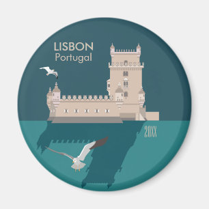Der Lissaboner Turm von Belem im Stil eines alten Magnet