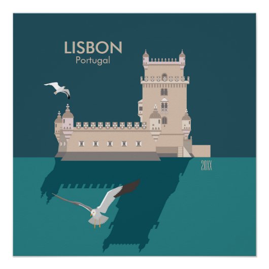 Der Lissaboner Turm von Belem im Stil eines alten  Poster (Vorderseite)