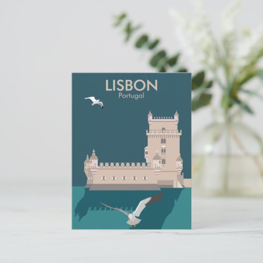 Der Lissaboner Turm von Belem im Stil eines alten Postkarte (Stehend Vorderseite)