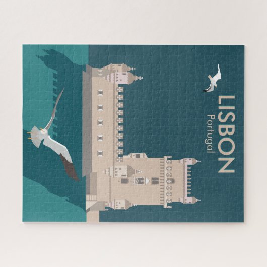 Der Lissaboner Turm von Belem im Stil eines alten Puzzle (Horizontal)
