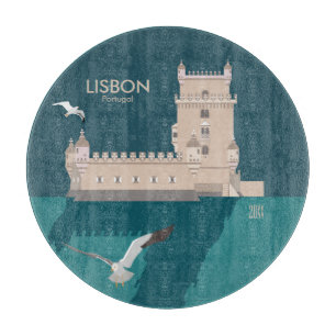 Der Lissaboner Turm von Belem im Stil eines alten Schneidebrett