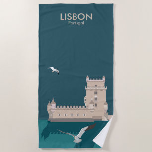 Der Lissaboner Turm von Belem im Stil eines alten Strandtuch