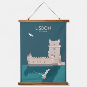 Der Lissaboner Turm von Belem im Stil eines alten Wandteppich Mit Holzrahmen