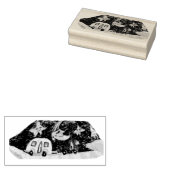 Der LKW, der Anhänger und der schlaflose 😴 Mond � Gummistempel (Stempel)