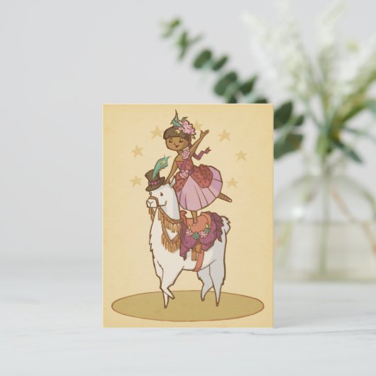 Der Llama-Zirkus Postkarte (Stehend Vorderseite)