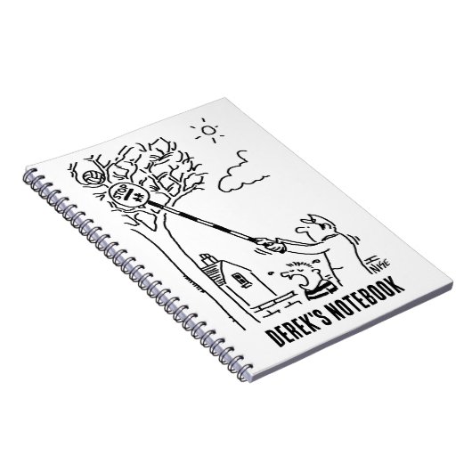 Der Lollipop-Mann hilft, einen Ball von einem Baum Notizblock (Rechte Seite)