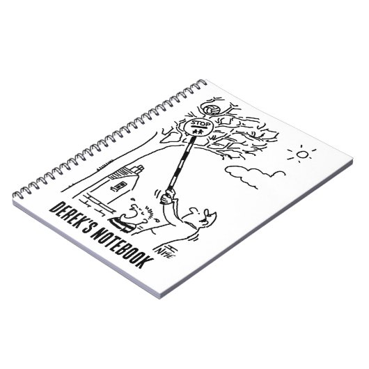 Der Lollipop-Mann hilft, einen Ball von einem Baum Notizblock (Linke Seite)