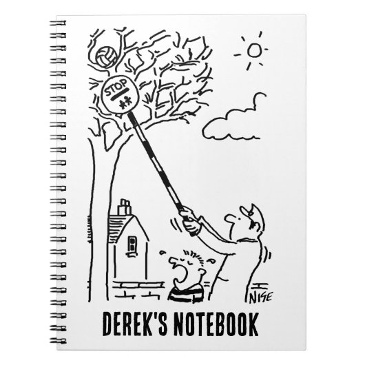 Der Lollipop-Mann hilft, einen Ball von einem Baum Notizblock (Vorderseite)