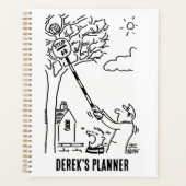 Der Lollipop-Mann hilft, einen Ball von einem Baum Planer (Vorderseite)