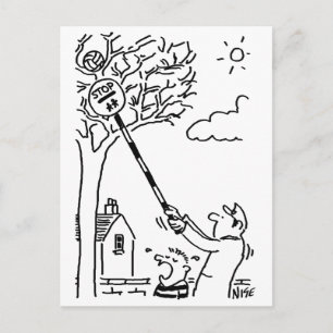 Der Lollipop-Mann hilft, einen Ball von einem Baum Postkarte